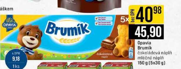 Opavia Brumik čokoládová náplň mléčná náplň 150 g (5x30 g) 