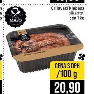 Grilovací klobása pikantní cca1kg 100g