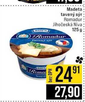 Madeta tavený sýr Romadur Jihočeská Niva 125g