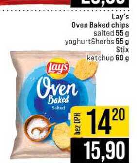 Lay's Oven Baked chips salted 55 g yoghurt&herbs 55 g Stix ketchup 60 g