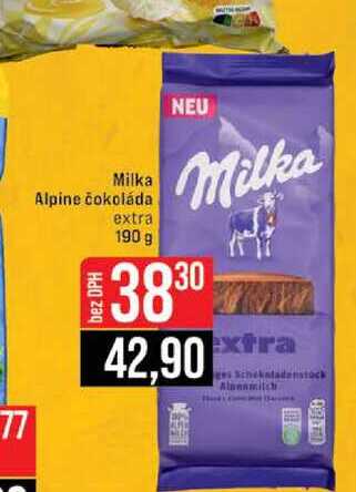 Milka Alpine čokoláda extra 190 g