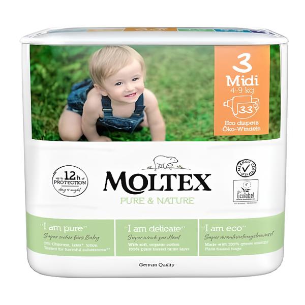 Moltex Pure & Nature Eko Plenky Pure & Nature Midi vel. 3 (4-9 kg) Košík.cz