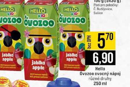 Hello Ovozoo ovocný nápoj různé druhy 250 ml 