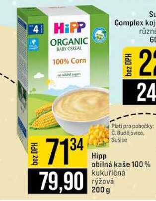 Hipp obilná kaše 100% kukuřičná rýžová 200 g JIP