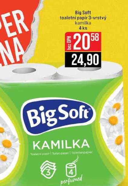 Big Soft toaletni papir 3-vrstvý kamilka 4 ks JIP