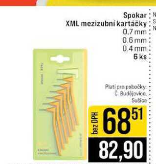 Spokar XML mezizubní kartáčky 0,7 mm 0.6 mm 0.4 mm 6 ks JIP