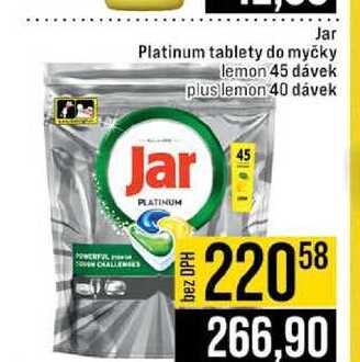 Jar Platinum tablety do myčky lemon 45 dávek plus lemon 40 dávek JIP