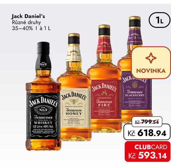 Jack Daniel's Různé druhy 35-40% 1L