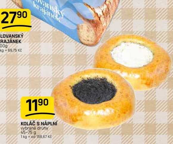 KOLÁČ S NÁPLNÍ vybrané druhy 45-75 g