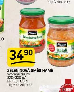 ZELENINOVÁ SMĚS HAMÉ vybrané druhy 320-330 g/ PP 150-175 g