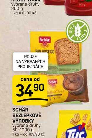 SCHÄR BEZLEPKOVÉ VÝROBKY vybrané druhy 60-1000 g 