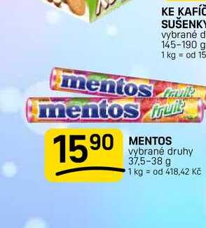 MENTOS vybrané druhy 37,5-38 g
