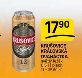 KRUŠOVICE KRÁLOVSKÁ DVANÁCTKA světlý ležák 0,51 plech