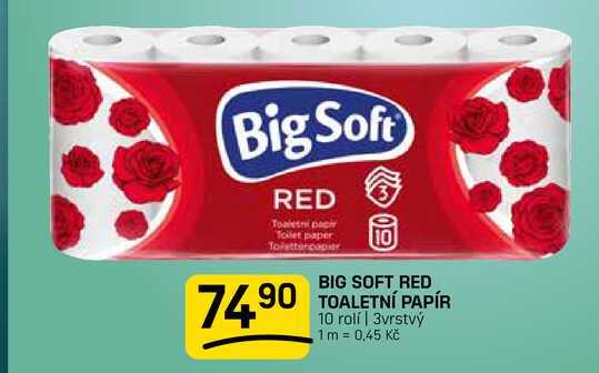 BIG SOFT RED TOALETNÍ PAPÍR 10 rolí | 3vrstvý