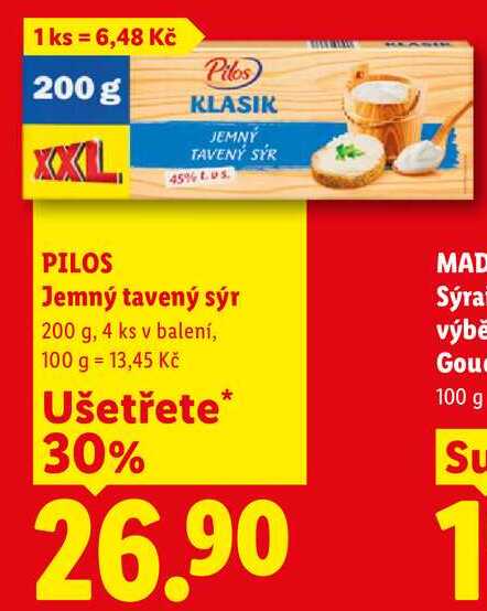PILOS Jemný tavený sýr, 200 g