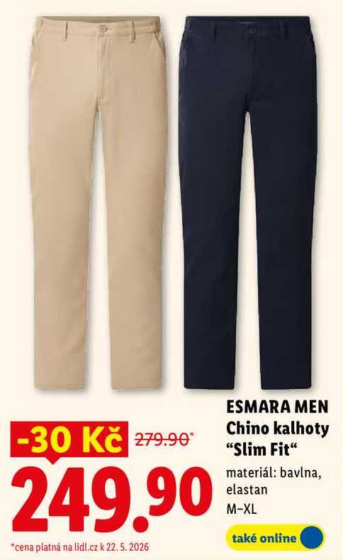 ESMARA MEN Chino kalhoty "Slim Fit"