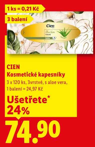 CIEN Kosmetické kapesníky, 3x 120 ks Lidl