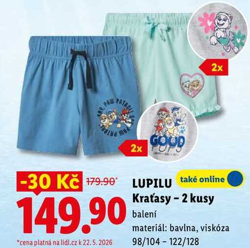 LUPILU Kraťasy - 2 kusy Lidl