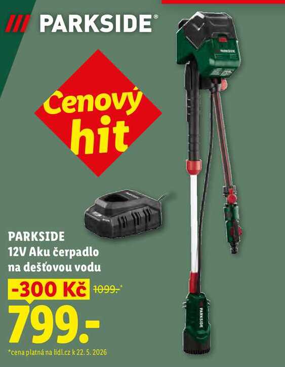 PARKSIDE 12V Aku čerpadlo na dešťovou vodu