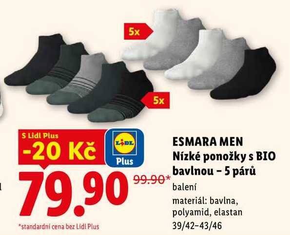 ESMARA MEN Nízké ponožky s BIO bavlnou - 5 párů 