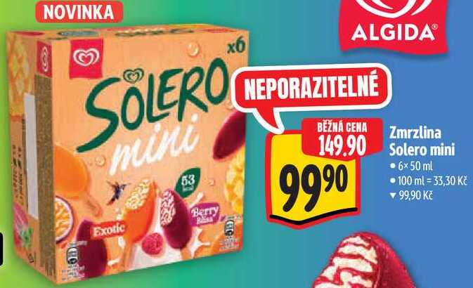Zmrzlina Solero mini, 6x 50 ml