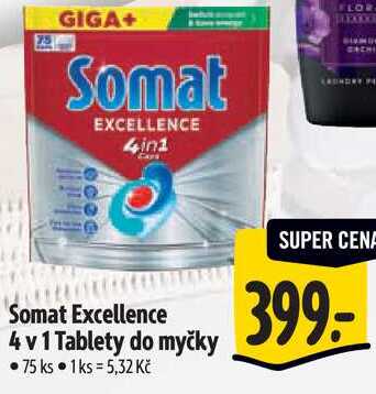 Somat Excellence 4 v 1 Tablety do myčky, 75 ks Albert