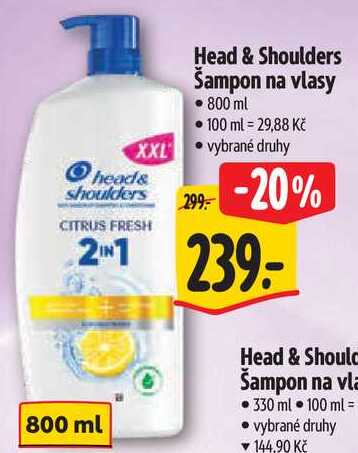 Head & Shoulders Šampon na vlasy, 800 ml