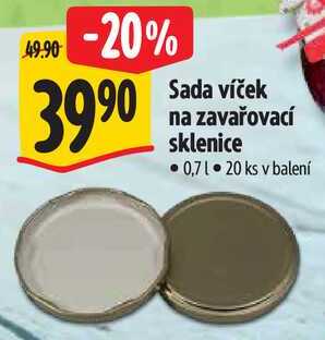 Sada víček na zavařovací sklenice, 20 ks