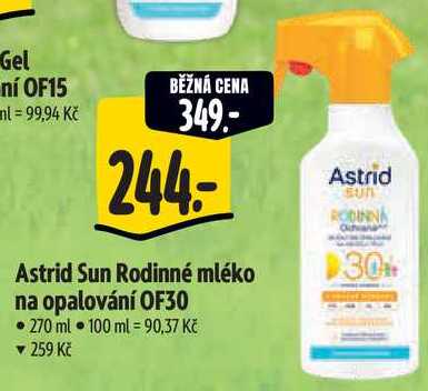 Astrid Sun Rodinné mléko na opalování OF30, 270 ml Albert