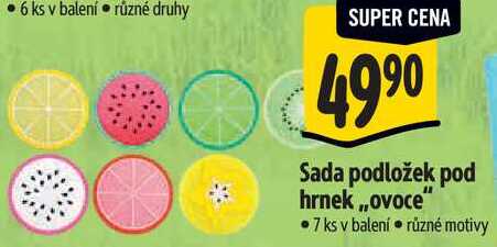 Sada podložek pod hrnek ,,ovoce, 7 ks