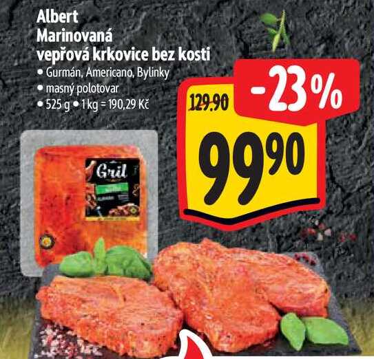 Albert Marinovaná vepřová krkovice bez kosti, 525 g   