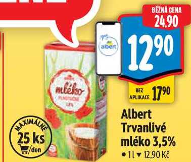 Albert Trvanlivé mléko 3,5%, 1 l