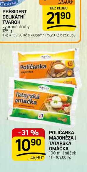 POLIČANKA MAJONÉZA | TATARSKÁ OMÁČKA 100 ml | sáček 