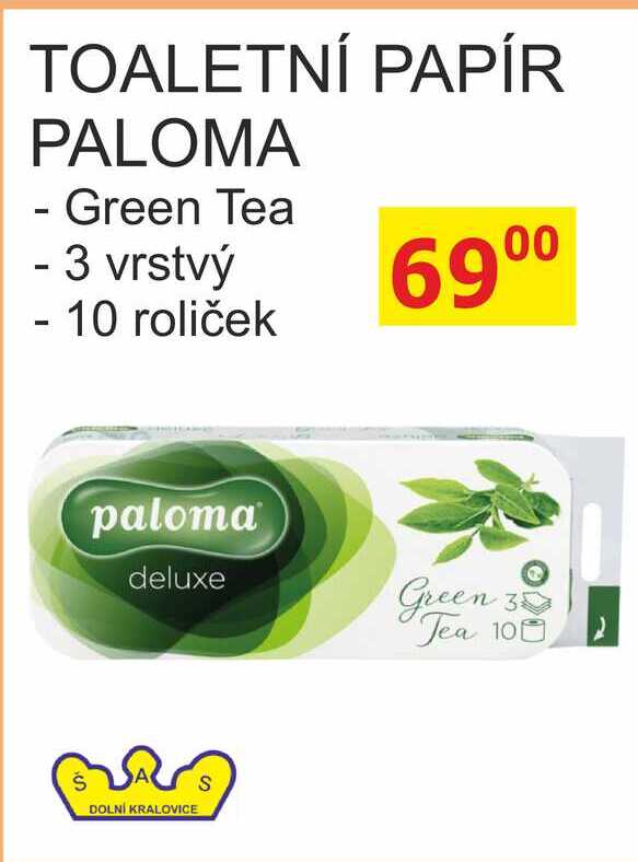TOALETNÍ PAPÍR PALOMA - Green Tea 3 vrstvý 10ks