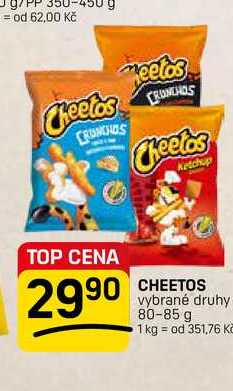 CHEETOS vybrané druhy 80-85 g 