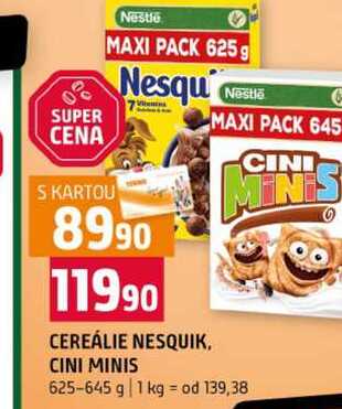 CEREÁLIE NESQUIK, CINI MINIS 625-645 g
