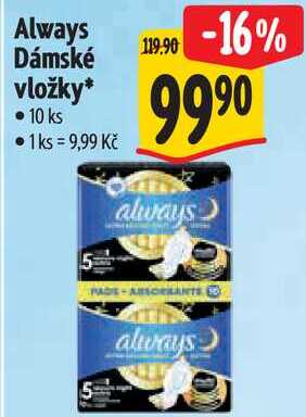 Always Dámské vložky*, 10 ks Albert