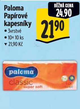 Paloma Papírové kapesníky, 3vrstvé  10x10 ks Albert