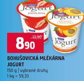 BOHUŠOVICKÁ MLÉKÁRNA JOGURT 150 g vybrané druhy 