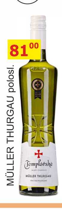 TEMPLÁŘSKÉ SKLEPY 0,75l MÜLLER THURGAU polosl.