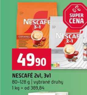 NESCAFÉ 2v1, 3v1 80-128 g vybrané druhy