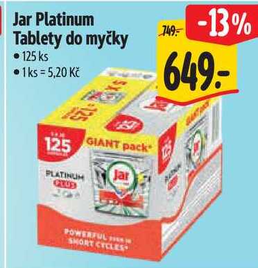 Jar Platinum Tablety do myčky, 125 ks Albert