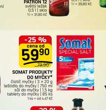 SOMAT PRODUKTY DO MYČKY* čistič myčky | 3 × 20 g leštidlo do myčky | 750 ml sůl do myčky | 1.5 kg FLOP TOP