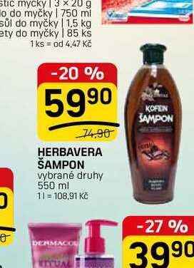 HERBAVERA ŠAMPON vybrané druhy 550 ml FLOP TOP