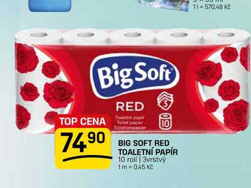BIG SOFT RED TOALETNÍ PAPÍR 10 rolí | 3vrstvý FLOP TOP