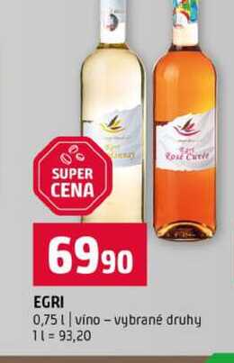 EGRI 0,75l vino vybrané druhy