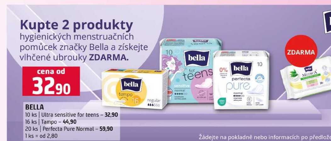 BELLA 10 ks Ultra sensitive for teens Tampo Perfecta Pure Normal Terno