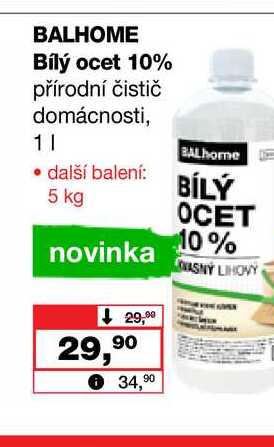 BALHOME Bílý ocet 10% přírodní čistič domácnosti, 1l Barvy a laky drogerie 