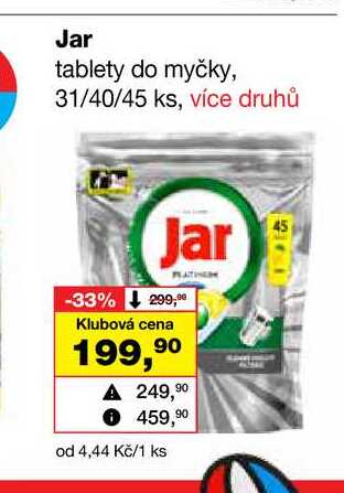 Jar tablety do myčky, 31/40/45 ks Barvy a laky drogerie 
