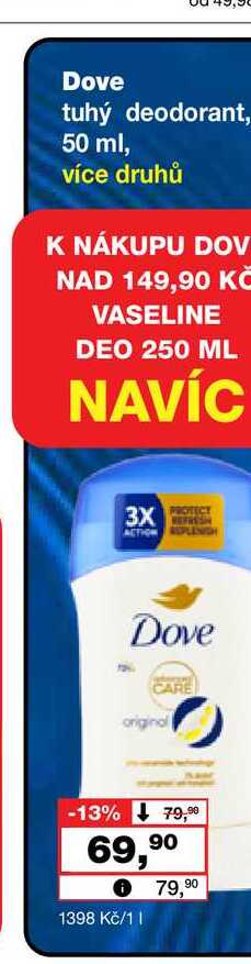 Dove tuhý deodorant, 50 ml Barvy a laky drogerie 